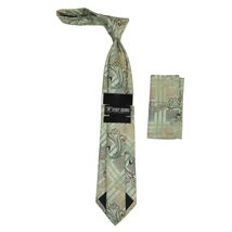 Men's Stacy Adams Tie and Hankie Set Fancy Woven Silky Satin #SAT56 Green image 2