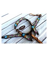 Horse Tack Bridle Western Leather Headstall BreastCollar Turquoise 80185B - £79.65 GBP+