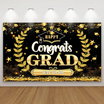 Graduation Party Decorations 2023 Gold and Black Graduation Backdrop 2023 - Happ - £13.13 GBP