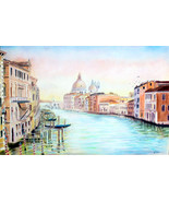 Dibujo de Venecia. Dibujo Gran canal. Cuadro Venecia. Venecia dibujo ori... - $6,253.25 MXN