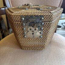 Chinese Wicker Travel Basket for Teapot and Cups Padded Fabric Liner - $45.00