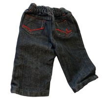 Rocawear Boys Infant Baby 3 6 months Black Dark Denim Jeans red embroide... - $12.86