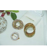 3pc lot Infinity Double Triple Ring Circle Pins Color Glass Rhinestone G... - $27.15 CAD