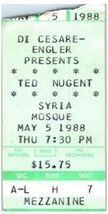 Vintage Ted Nugent Ticket Stub Peut 5 1988 Syrie Mosquée Pittsburgh Penn... - £27.46 GBP