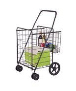 Folding Shopping Cart Jumbo Basket Grocery Laundry with Swivel Wheels Black - $1,337.85 MXN