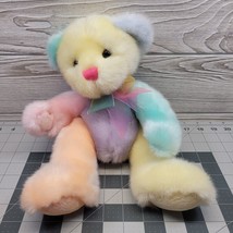 Sorbet Teddy Bear Easter Pastel Rainbow Multi Colors Lace Feet Plush Ani... - £15.68 GBP