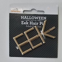 NEW 1 Gold-Tone Halloween EEK Hair Pin Adult OS (2&quot; wide) Costume Accessory - £6.69 GBP