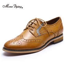 Women Premium Leather Oxfords Shoes Hand-made Dress Lace-up Block Wingtips for L - £144.19 GBP