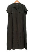 J Jill Love Linen Dress Womens XL  Olive Sage Button Front Collared Midi... - $24.75