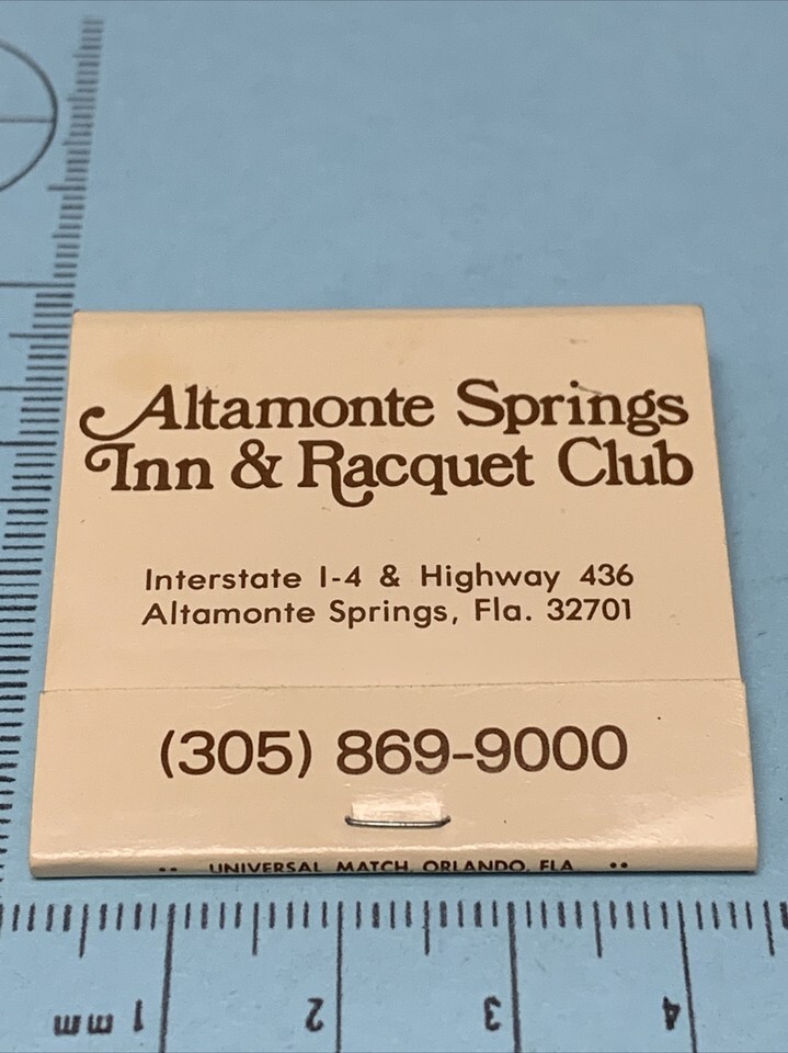 Vintage Matchbook Altamonte Springs Inn &amp; Racquet Club Florida  gmg unst... - $12.38