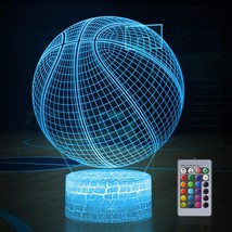Basketball 3D Lamp Night Light With Remote Touch Control Multiple Colour Brightn - £20.77 GBP