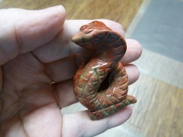 (Y-SNAK-CO-701) Red Jasper SNAKE COBRA snakes carving FIGURINE GEMSTONE ... - $17.53