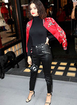 Selena Gomez Leather Black Colour Mono ectric, Women Wasit Belted Pants - £140.99 GBP