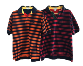 Vtg Izod Embroidered Crest Polo (lot of 2) Sz L Color Block Horizontal S... - $33.25