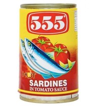 555 Hot Sardines In Tomato Sauce 5.5 Oz Can (Pack Of 6) - £31.37 GBP