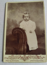 Vintage Cabinet Card Baby in White Gown &amp; necklace by Geo. R. Fackler - £13.91 GBP