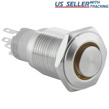 16Mm Stainless Steel Momentary Push Button Switch With Orange Led - $13.99