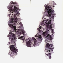 Knitted Tiered Purple Color Lightweight Scarf Incredible Ruffles 68”x5” - £11.75 GBP