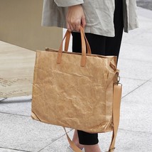 Latest Women Handbags Lady  Bag Top Kraft Paper Totes Messenger Bag Washable Tea - £50.31 GBP