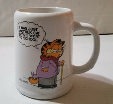 Garfield the Cat Coffee Cup Tea Cup Stein 1978 Ceramic Another Cat Until School - £13.08 GBP