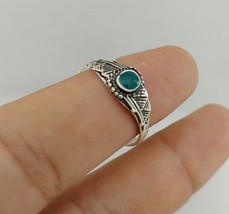 Sterling Silver Boho Ring Green Stone Handmade Small Rings Moroccan Gift For Her - £16.08 GBP