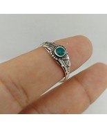 Sterling Silver Boho Ring Green Stone Handmade Small Rings Moroccan Gift... - £15.84 GBP