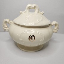 Vintage Ceramic Soup Tureen With Decorative Lid &amp; Handles - Cream White - €21,71 EUR