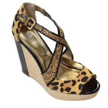 FALCHI Women&#39;s Shoes Animal Print Leather Platform Wedge Sandals Heels S... - $29.69