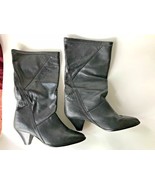 Black Ladies Boots Sz 7M  Leather Mid-Calf Catleia Brazil - $23.99
