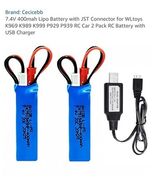 7.4V 400mah Lipo Battery with JST Connector for WLtoys K969 K989 K999 P9... - $630.89 MXN
