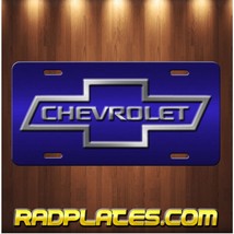 CHEVY BOWTIE Inspired Art on Blue Aluminum Vanity license plate Tag New B - £14.05 GBP