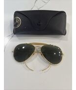 Vintage B&amp;L Ray Ban Gold Frame 58-14 Aviator Sunglasses Etched BL Bausch... - $349.23 CAD