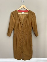 Anthropologie Maeve Women’s Brown Corduroy Button-down Dress Midi Size 2 - $609.15 MXN