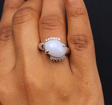 Chalcedony Solitaire Ring Handmade Fashion Ring 925 Sterling Silver Simple Ring - £47.85 GBP
