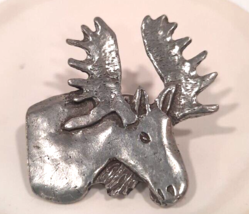 Barker 1997 Genuine USA Pewter MOOSE Lapel Pin Brooch 1.5&quot; - £7.51 GBP