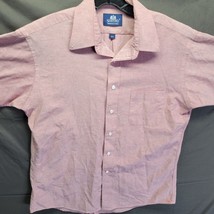 Stafford Button Up Shirt Mens 16.5 Pink Short Sleeve Wrinkle Free Oxford - $14.50