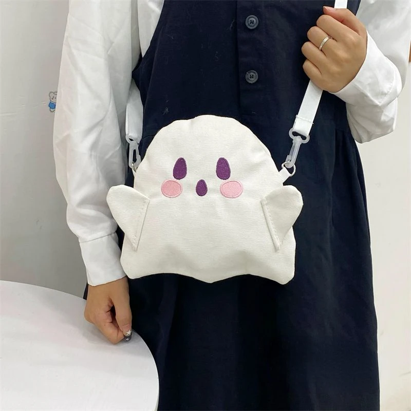Cute Ghost Kawaii Cartoon Funny Canvas Bag Plush Bag Fashion Casual All Match Me - £14.77 GBP