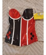 Harley Quinn Red/Black Sequin Camisole Underboss Sequin Corset Size Smal... - €17,85 EUR