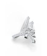 925 Sterling Silver Bow Design Side Stone Moissanite Open Ring Jewelry f... - $208.53 CAD