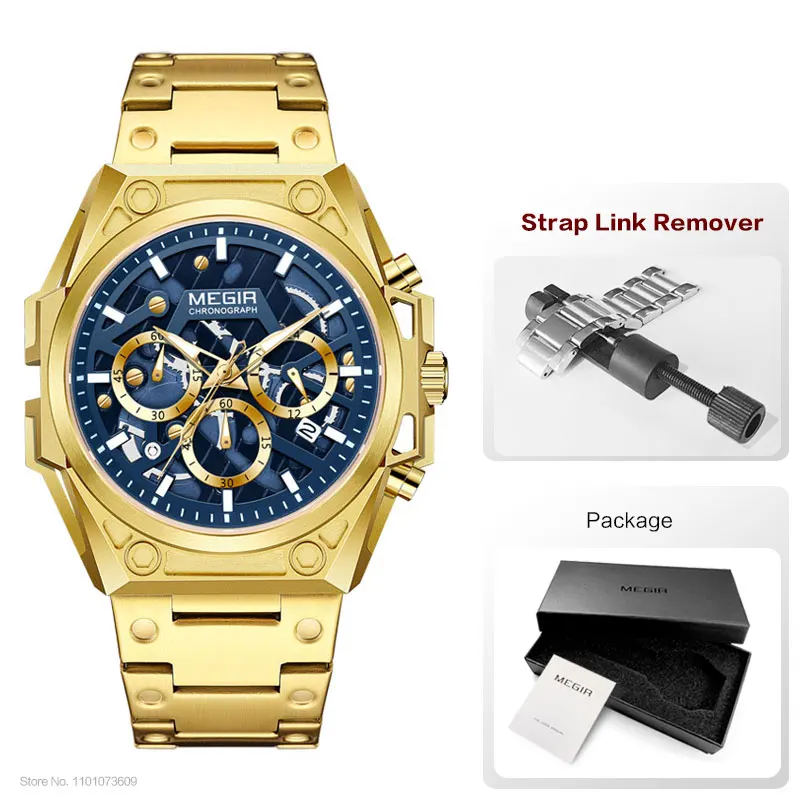Blue Watch Men Stainless Steel Dress Wrist Watch Man Waterproof Chronogr... - $60.22