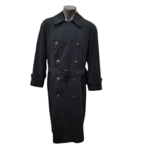 Ralph Lauren Double Breasted Trench Coat 40R Black Removable Lining Quilted - $137.95