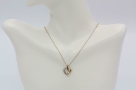 Fine 10K Yellow Gold Diamond Accent Open Heart Pendant Thin Chain Necklace 19&quot; - £63.30 GBP