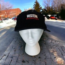 Western Snowplows Trucker Hat Embroidered Black Vintage Corduroy Adjustable - £40.86 GBP