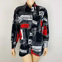 Drapers &amp; Damon&#39;s Black Red White Artsy Patchwork Print Button Down Shirt PS * - £14.14 GBP