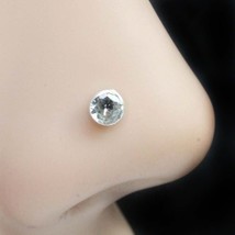 Small 925 Silver Single Stone White CZ Indian Nose ring Push Pin - £7.80 GBP