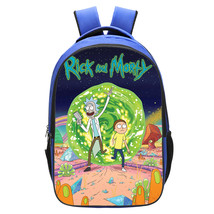 Wm rick and morty backpack daypack schoolbag bookbag blue type hole thumb200