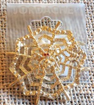 Jordache Gold Tone Metal Cobweb Spider With Red Eyes Pin Brooch Costume ... - £7.78 GBP