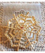 Jordache Gold Tone Metal Cobweb Spider With Red Eyes Pin Brooch Costume ... - £7.77 GBP