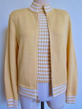 St. John Sport Marie Gray Santana Knit Cardigan &amp; Sleeveless Stripe Top S Yellow - £75.95 GBP