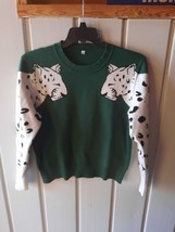 Women&#39;s Minkpink Knit Dark Green Snow Leopard Sweater Size L - £15.80 GBP